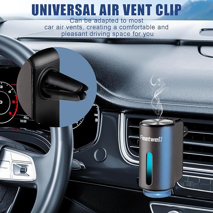 FeatWell Car Aromatherapy/Fragrance car Air fresheners/Humidifier Essential Oil Diffuser for Vehicle (Grey)