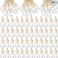 BBTO 200 Pcs Hanging Car Diffuser Bottles Bulk, Empty Clear Glass Air Freshener Bottles with Wooden Cap for Perfume Essential Oils Fragrance Aromatherapy Ornament(Cylinder)