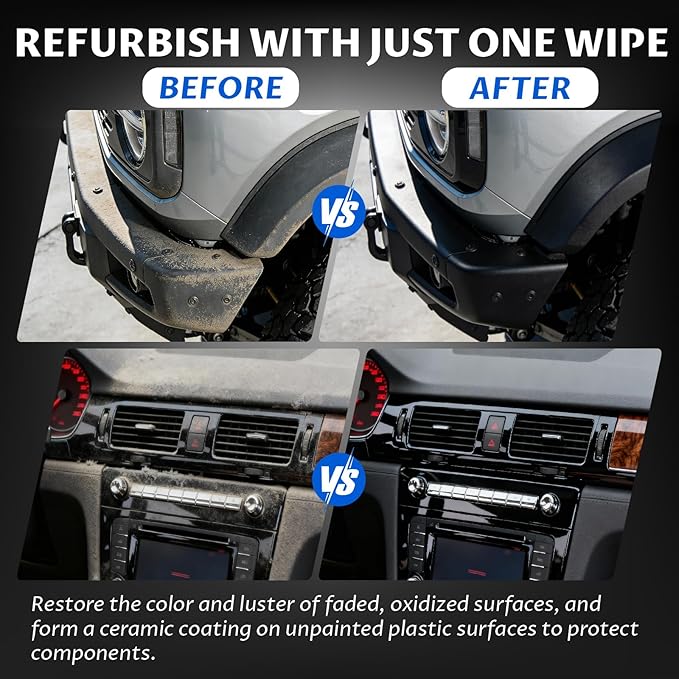 Back to Black Plastic Restorer with Ceramic Coating, UV Protection & Carnauba Wax | Restores Plastic Trim, Bumpers & Vinyl | 10oz Long-Lasting Spray Non-Greasy Formula for Interior & Exterior