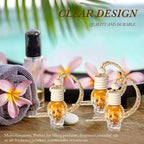 BBTO 200 Pcs Hanging Car Diffuser Bottles Bulk, Empty Clear Glass Air Freshener Bottles with Wooden Cap for Perfume Essential Oils Fragrance Aromatherapy Ornament(Skull)