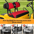 Golf Cart Front and Rear Seat Covers Sets for EZGO TXT RXV & Club Car DS 2000 and UP Standard Seat Cushion, Replacement Cooling Breathable Washable No Stapler Needed (Red& Black)