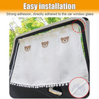 Car Side Window Sun Shade Privacy Curtain for Baby - Blackout UV Protection Car Window Shades with Suction Cup for Back Seat - Cute Auto Camping Windows Screen Shades (Three Bears)