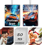 50Pcs Custom Personalized Air Freshener for Car Bulk, Personalized Double-Sided Car Air Fresheners with Photo Text Logo Customized Bulk Wedding Party Guests Souvenir Gifts (50 Rectangle)