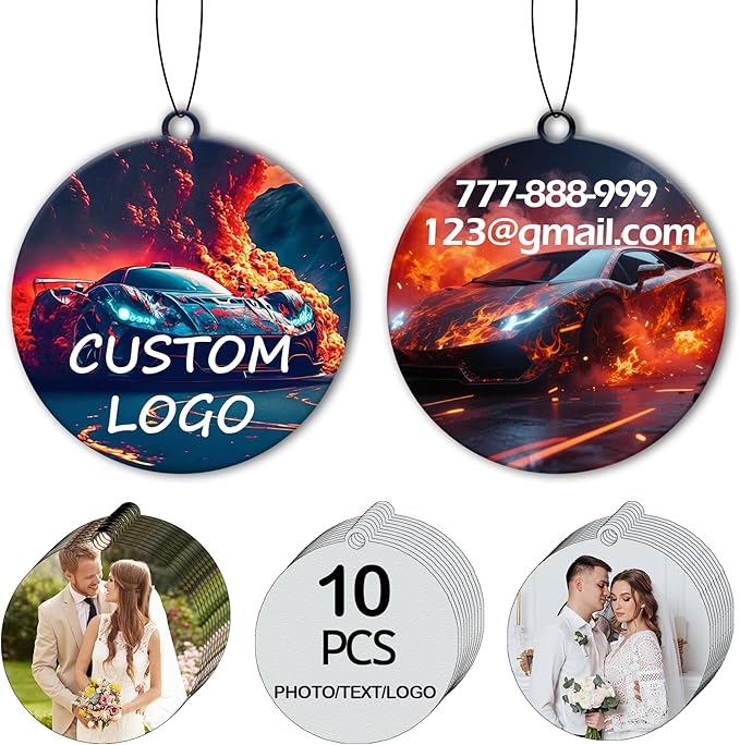 10-1000 Pcs Custom Air Fresheners with Picture - Double Sided Personalized Car Air Freshener with Photo & Logo, Hanging Auto Accessories & Custom Gifts for Branding Business Events (Rount)
