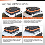 MARCHWAY Waterproof Car Roof Luggage Bag, Weatherproof Soft Shell Rooftop Cargo Carrier Bag for Vehicles with or Without Rack. 6 Door Hooks, Anti Slip Mat, Lock Included (15 Cubic Feet, Orange)