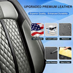 Fit HR-V Car Seat Covers for Honda HRV 2016-2025 2026 LX/EX/EXL/Sport - Full Coverage Leather, Airbag Compatible, Breathable Waterproof All Weather Seat Protector, Front Pair Black+Gray