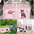 Suertree Large Cat Carrier for 2 Cats with Zipper Locks, Double Cat Carrier with Travel Litter Box, Soft Pet Travel Carrier for Cats and Small Dogs Up to 45 Lbs, Pink