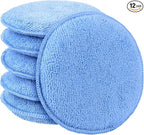 AIDEA Car Wax Applicator Pad, Microfiber Applicator Pad for Buffing & Detail Polishing, 12PK Round Foam Pads for Car Cleaning and Fine Polishing, 5 Inch