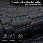 CAR PASS 3D Foam PU Leather Car Seat Covers Front Seats, Blue Faux Leather Front Seat Covers for Car, Universal Fit for SUV Truck Sedan Automotive, Armrest Airbag Compatible,Black and Blue