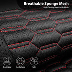 CAR PASS 3D Foam Mesh Leather Car Seat Covers Full Set,Breathable Mesh Faux Leather Seat Covers for Car,Universal Fit for SUV Truck Sedan Automotive, Armrest Airbag Compatible,Black and Red