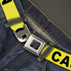 Buckle-Down Seatbelt Belt - CAUTION Yellow/Black - 1.0" Wide - 20-36 Inches in Length