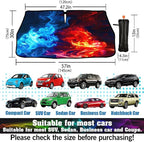 Socira Red Fire Blue Ice Car Windshield Sun Shade Umbrella Foldable Sunshade for Front Window Auto Windshield Sunshade Covers Car Accessories Protect from Sun Rays Heat 57'' X 30''
