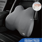 Skechers Memory Foam Lumbar Pillow,Lumbar Support Pillow for Office, Chair Lower Back Pain Relief Lumbar Pillow, Ergonomic Design Back Support Pillow for Office Chair, Car, Home, Travel,Gray
