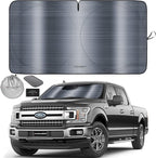 Autoamerics 1-Piece Windshield Sun Shade - Metallic Gray Foldable Car Front Window Sunshade for Most Cars SUV Truck Heat Blocker Visor Protector Blocks Max UV Rays and Keeps Your Vehicle Cool X-Large