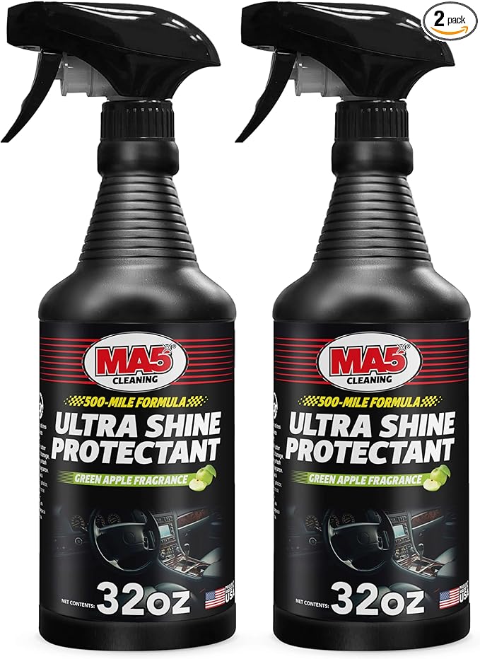 MA5X Ultra Shine Protectant | Car Interior Cleaner | Multi-Surface Car Interior Protectant with Green Apple Scent | UV Resistant | 32oz Spray Bottle | Pack of 2