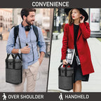 Opux Insulated Wine Tote, 4 Bottle Cooler Bag - Leakproof, Padded Portable Carrier for Travel, Picnic, BYOB - Gift for Wine Lovers (Charcoal Gray)