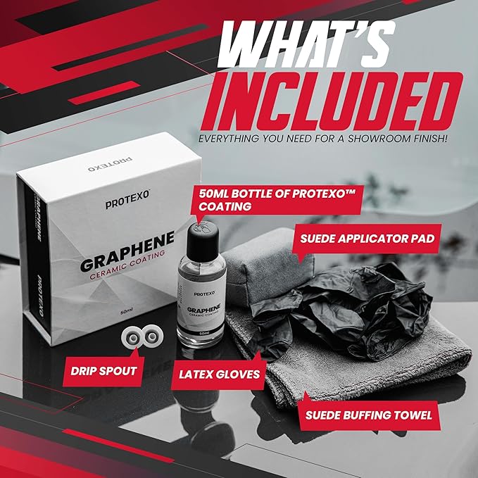 Graphene Ceramic Coating for Cars 50ML | Complete Ceramic Car Coating Kit [PRO] | Invisible & Hydrophobic Nano Auto Coating for Car Paint, Plastic Trim, Wheels, Windshield Glass, & Headlights