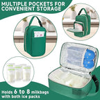 Breastmilk Cooler Travel Bag with Ice Pack,Portable Breastmilk Cooler Bag with Buckle Handle,Insulated Breastmilk Storage Bag Cooler,Green