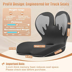 Car Seat Cushion with Lumbar Support for Long Driving Truck RV, 3" Lift Breathable Ergonomic Memory Foam Cushion for Hip, Coccyx, Sciatica, Tailbone & Lower Back Support Vehicles Office Chair (White)