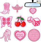 Tallew 8 Pcs Scented Pink Car Freshies Hanging Air Freshener Pink Car Freshener Slice Pendant Scented Diffuser for Interior Air Accessories Home Gift Supplies(Cherry)