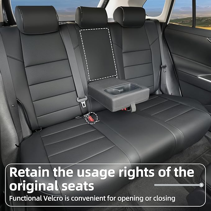 Lolcar RAV4 Seat Covers Custom Fit for Toyota RAV4(Gasoline) 2019 2020 2021 2022 2023 2024 2025 LE,XLE,XLE Premium,Limited,Airbag Compatible,Car Seat Cover Full Set for SUV, Waterproof Leather(Black)