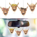 ANGOLIO 4Pcs Highland Cow Air Freshener Car Hanging Gifts for Women Funny Highland Cow Print Car Accessories Hanging Ornament Vent Decoration Aromatic for Party Supplies Cute Aromatic Accessories