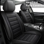 CAPITAUTO Seat Covers, Car Seat Covers Full Set, Black Car Seat Cover, Car Seat Covers Front Seats Back Seat Cover, Waterproof Faux Leather Seat Covers Fit for Most Cars Trucks SUV (Black)