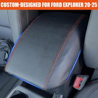 Center Console Cover for 2020-2025 Ford Explorer - Armrest Cover Middle Console Cover Durable Dog Scratch Proof for Explorer Interior Accessories 2025 2024 2023 2022 2021 2020 (Red Stitch