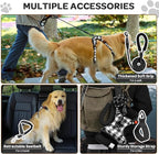 FURRYFECTION Plaid Dog Harness for Large Dogs, Reflective No Pull Adjustable Pet Vest with Front Clip, Leash, Easy Control Handle and Seat Belt, Beige&White, XL