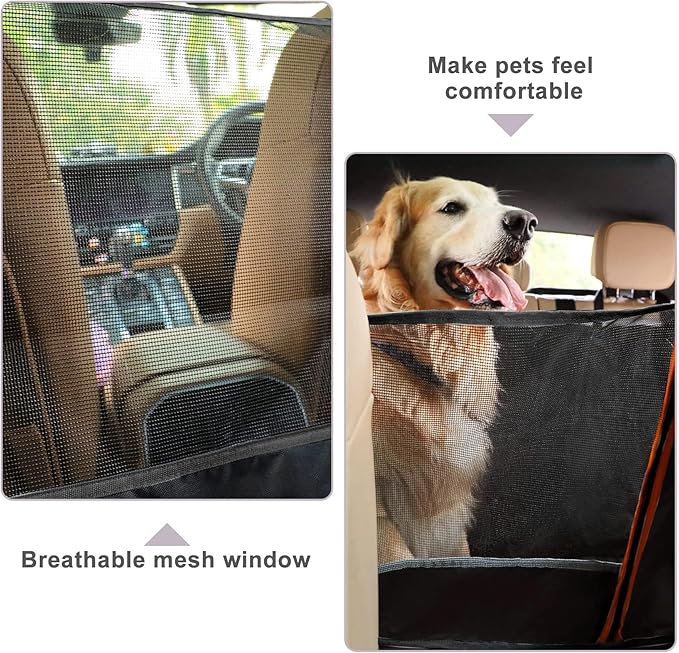 Dog Car Seat Cover for Back Seat with Mesh Window, 600D Heavy Duty Waterproof Hammock, Universal Fit for Cars and SUVs (Standard 56.5"x53")