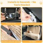 Dog Car Seat Cover for Front or Back Seat, Soft Flannel Pet Car Seat Protector with Waterproof Layer, Non-Slip Washable Dog Car Bed Mat for Travel (LightCoffee Back)