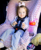 Niko Easy-Wash Children's Car Seat Cover & Liner - Minky - Pink Chevron - Perfect for Winter - Fits Most Toddler Car Seats - Universal Fit - Waterproof SEAT Bottom - Machine Wash and Dry