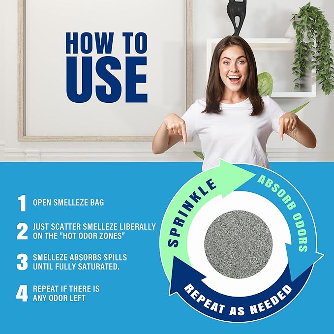 SMELLEZE Dead Animal Odor Eliminator for Strong Odor Removal - Eliminate Dead Rodent & Wildlife Smell - Safe Indoor & Outdoor Use, Natural Odor Remover, Fresh & Effective - Powder, 50 lbs.