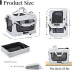 Extra Large Cat Carrier for 2 Cats, Soft Pet Car Travel XL Bag for Large Big Cat 20lbs+, for Two Cats Long Trips Ride 24"x16.5"x16.5" with Litter Box