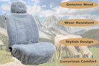 Genuine Sheepskin Seat Cover Lambskin Seat Cover Winter Car Seat Cover Lambs Wool Sheep Skin Fuzzy Shearling Car Accessories Front with Curve Patten (Light Gray Color)