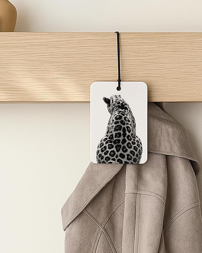 Trendy Black and White Car Air Freshener 4 Pcs Coconut Scented, Funky Y2k Leopard Car Accessories Mirror Decor for Women, Preppy Girly Hanging Air Freshener for Cars Closet Drawer Books