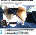 AUBELL Dog Seat Belt for Car,Updated 3-in-1 Adjustable Reflective Bungee Heavy Duty Dog Car Harness Tether with Clip Hook Latch & Buckle,Swivel Zinc Alloy Carabiner,Black