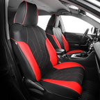 for Toyota RAV4 Seat Covers 2019 2020 2021 2022 2023 2024 2025 RAV 4 Prime & Hybrid XLE LE Limited XLE Premium (Not for XSE/SE Hybrid) - Custom Leather Car Seat Covers Full Set - BlackRed