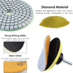 OCR Diamond Polishing Pads 3 inch Wet/Dry Polishing Kit 10pcs 50#-3000# Grit Pads Plus a Backer Pad for Granite Concrete Marble Polishing