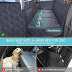 Back Seat Extender for Dogs + 2 Dog Seat Belts, Waterproof Heavy Duty Hard Bottom Car Seat Cover for Dogs with Door Protector Cover & Mesh Window | Dog Hammock for Car Pet Seat Protector for Car/Suv