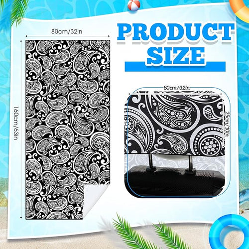 2 Pack Car Seat Towel Covers with Storage Bag 63 x 32 Inch Athletic Running Towel Seat Sweat Washable Non Slip Cover Gift for Car Outdoor Sport Activities (Paisley)