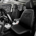 CAR PASS Universal Black Leather Lace Car Seat Covers Full Set for Women Girls,Waterproof Car Floor Mats Carpet,Glitter Steering Wheel Cover for Cars Accessories Interior Sets (Black)