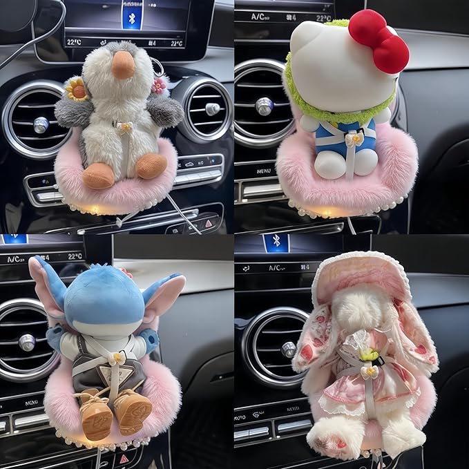 Car Air Freshener Vent Clip with Light Used for Jelly Cat Car Seat,Have A Seat Compatible with Fuggler Accessories (Battery Type-Pink)