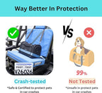 Crash-Tested Dog Car Carrier (Test with FMVSS 213b - 5 Star Safety Rated by CPS) | 2-in-1 Small Pet Car Seat, Expandable Cat Carrier Soft | Lab-Tested Dog Travel Bag for Safe Travel |
