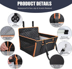 Dog Car Seat for Large Medium Dogs, Dog Car Seat Cover for Back Seat, Foldable Pet CarSeat with Safety Belt, Waterproof Fabric & Breathable Mesh, Back Seat Cover for Dogs Under 40lbs (Large, Orange)
