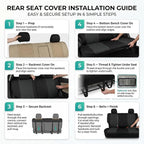 FH Group Automotive Rear Car Seat Covers for SUV, Trucks, Sedan and More - Universal Fit Front High Back & Rear Solid Bench Design Interior Accessories - 3D Mesh Fabric Center Panel - Black