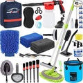 AUTODECO 42Pcs Car Wash Detailing Kit Cleaning Set with Foam Gun Sprayer, Long-Handle Brush, Collapsible Bucket, Large Wash Mitt, Towels, Complete Interior & Exterior Car Washing Supply Set (Blue)