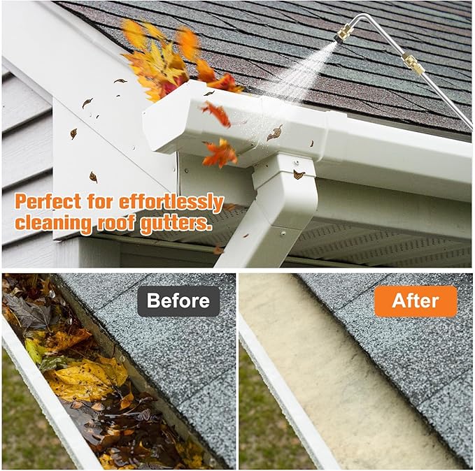 Sealegend 8FT Pressure Washer Extension Wand for Gutter Cleaning, Upgrade Power Washer Accessories with 6 Spray Nozzle Tips, 3 Gutter Cleaner Attachments Curved Rod, 1/4" Quick Connect, 4000 PSI