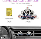 2 PCS Bling Car Air Vent Clips, Crystal Rhinestone Crown Vent Decorative Air Freshener Clips, Sparkly Diamond A/C Outlet Aroma Diffuser Clip for Vehicles, Car Accessories (Blue)