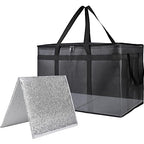 Bodaon 1PK Thermal Insulated Food Delivery Bag with Hard Bottom - 3X-Large Catering Cooler Bag for Hot and Cold Meals - Ideal for Commercial Pizza Transport, Grocery, Restaurants, and Events. Black
